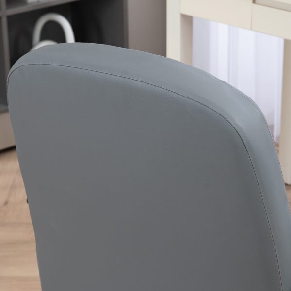 HOMCOM PU Leather Office Chair Swivel Home Mid-Back Computer Desk Chair, Grey - Image 8