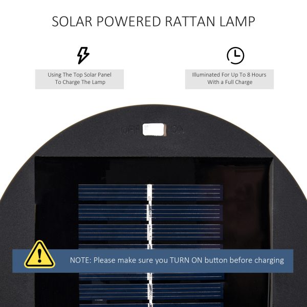 Garden Solar Powered Lights Woven Wicker Lantern Auto On/Off Black - Image 4