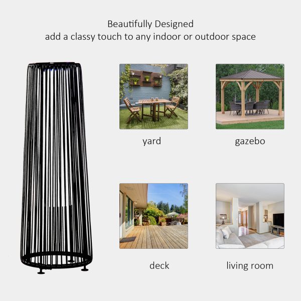 Garden Solar Powered Lights Woven Wicker Lantern Auto On/Off Black - Image 7