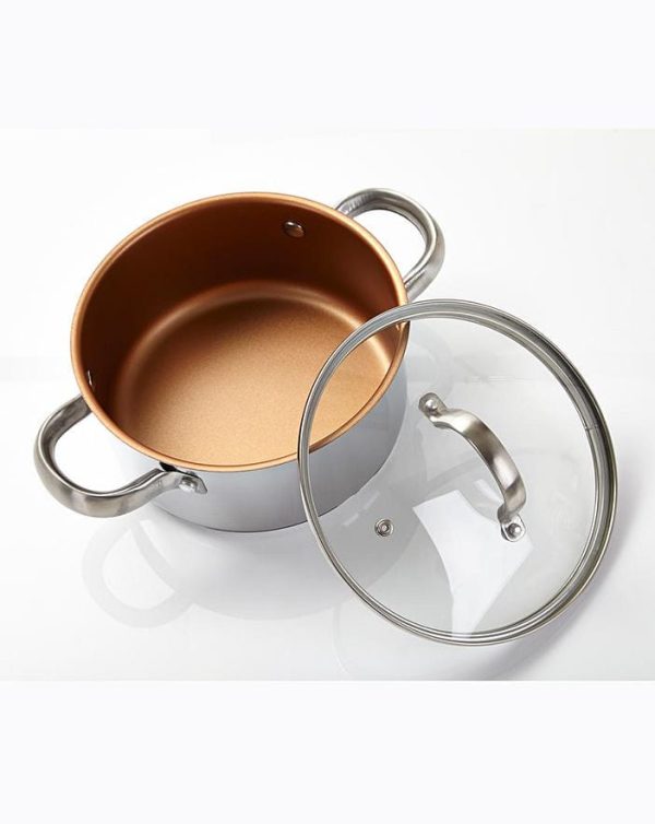 11 pieces Cookware Set Stainless Steel Copper Non-Stick Healthy Cooking - Image 5