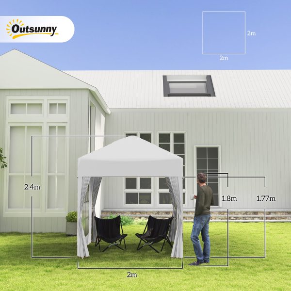 2mx2m Pop Up Gazebo Party Tent Canopy Marquee with Storage Bag White - Image 5
