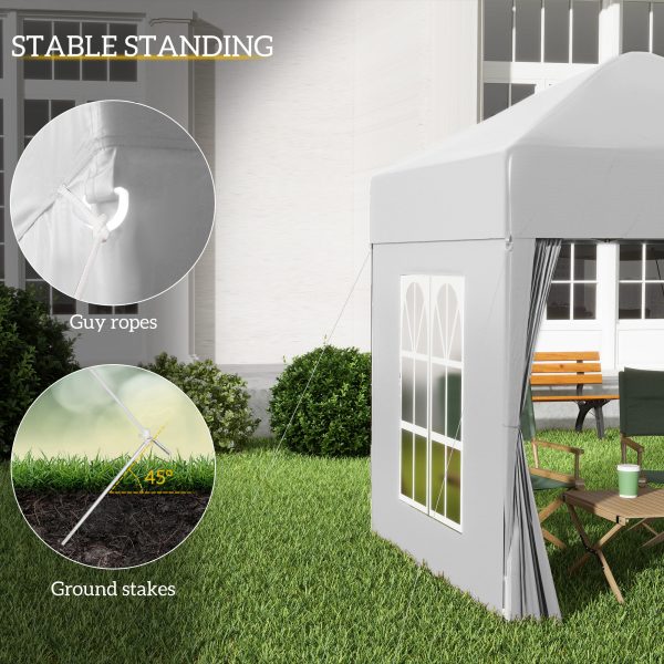 2mx2m Pop Up Gazebo Party Tent Canopy Marquee with Storage Bag White - Image 6