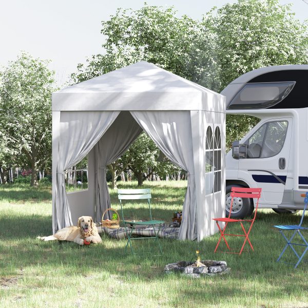2mx2m Pop Up Gazebo Party Tent Canopy Marquee with Storage Bag White - Image 2