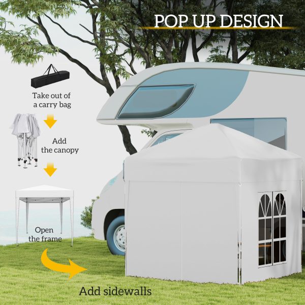 2mx2m Pop Up Gazebo Party Tent Canopy Marquee with Storage Bag White - Image 3
