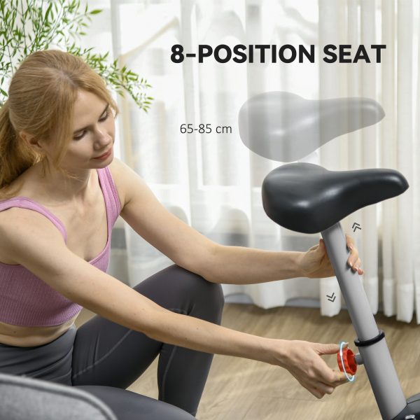 SPORTNOW Exercise Bike with Heart Rate Sensor for Home Use, Grey - Image 6