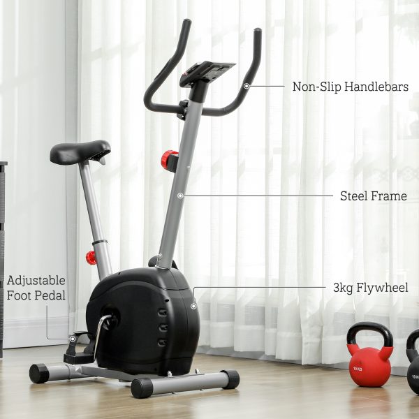 SPORTNOW Exercise Bike with Heart Rate Sensor for Home Use, Grey - Image 7