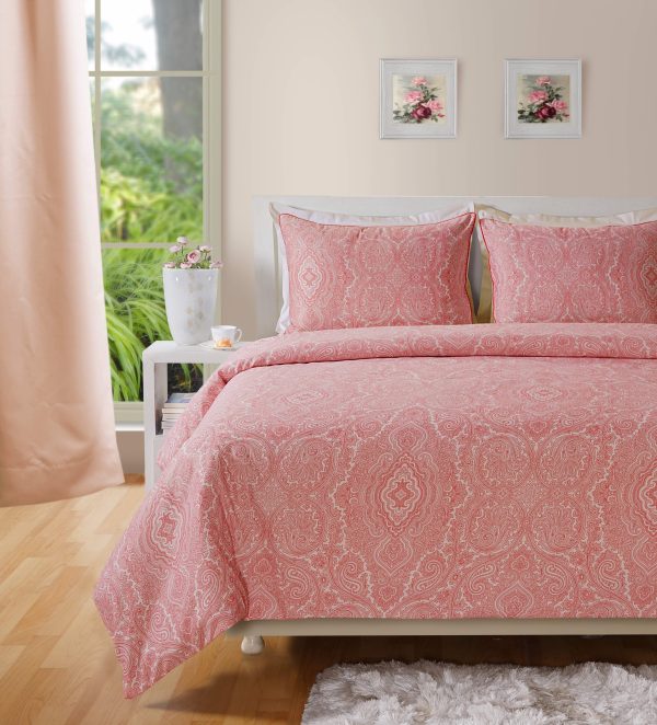 400 TC - Cotton Rich Paisley Print Duvet Cover Set Red [King]