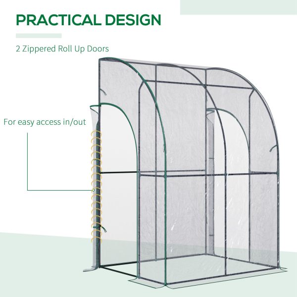 143 x 118 x 212cm Walk-In Lean to Wall Tunnel PVC Greenhouse with Doors - Image 6