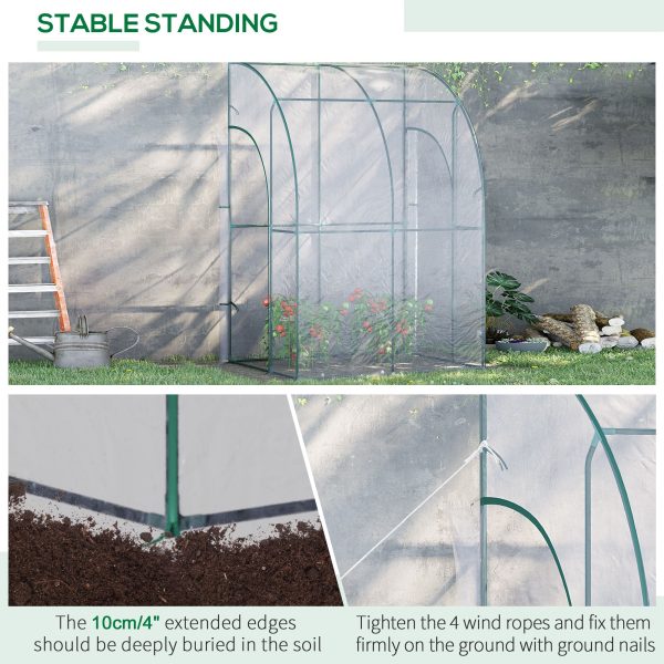 143 x 118 x 212cm Walk-In Lean to Wall Tunnel PVC Greenhouse with Doors - Image 7