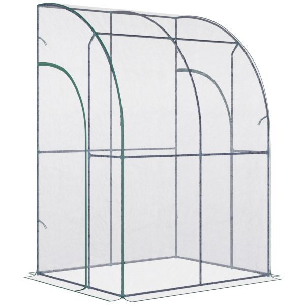 143 x 118 x 212cm Walk-In Lean to Wall Tunnel PVC Greenhouse with Doors