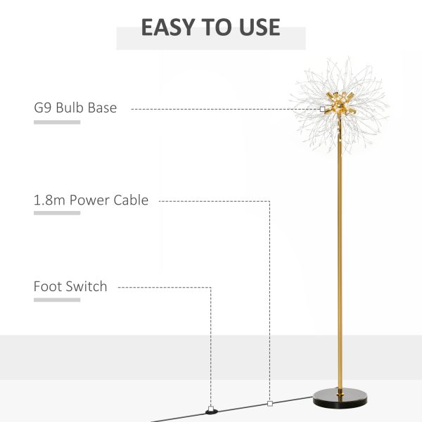 HOMCOM Modern Floor Lamp with Dandelion-like Lampshade for Bedroom - Image 6
