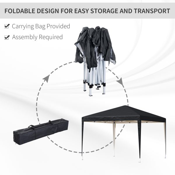 3 x 3m Garden Pop Up Gazebo Marquee Party Tent Wedding Canopy Black - Image 4