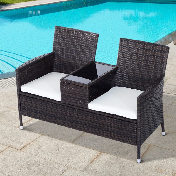 Rattan Chair Furniture Set W/ Middle Tea Table-Brown - Image 2