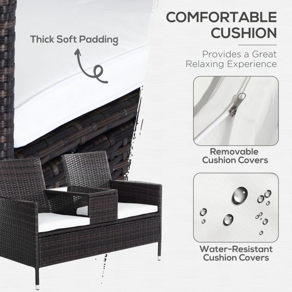 Rattan Chair Furniture Set W/ Middle Tea Table-Brown - Image 4