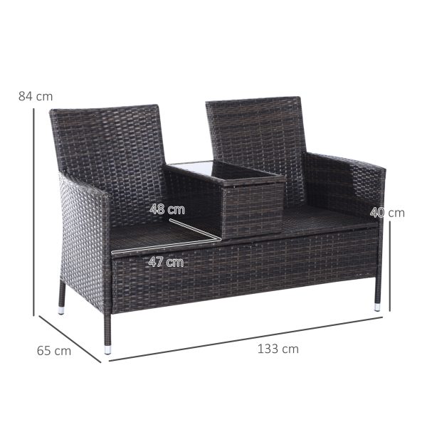 Rattan Chair Furniture Set W/ Middle Tea Table-Brown - Image 5