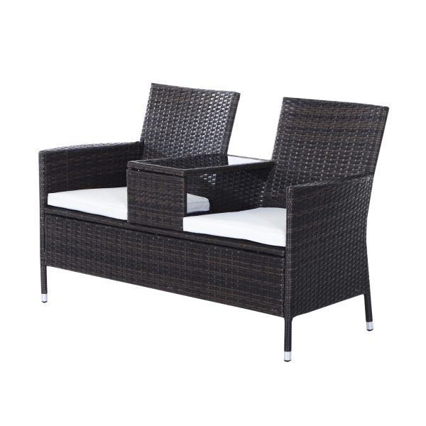 Rattan Chair Furniture Set W/ Middle Tea Table-Brown