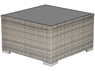 Patio Wicker Coffee Table w/ Glass Top Suitable for Garden Backyard