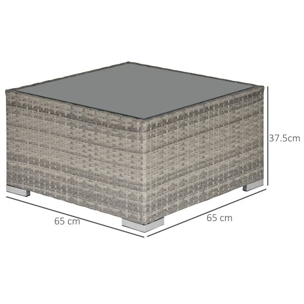 Patio Wicker Coffee Table w/ Glass Top Suitable for Garden Backyard - Image 5