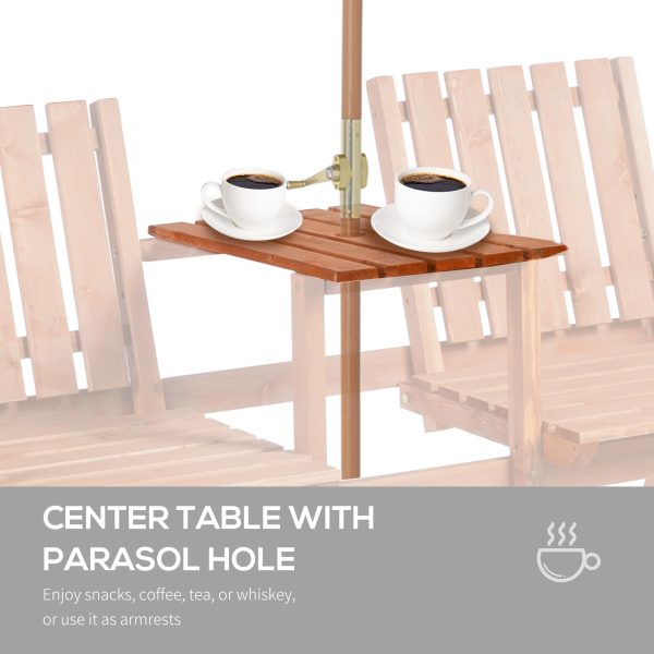 2-Seater Fir Wood Bench w/ Centre Table - Image 6