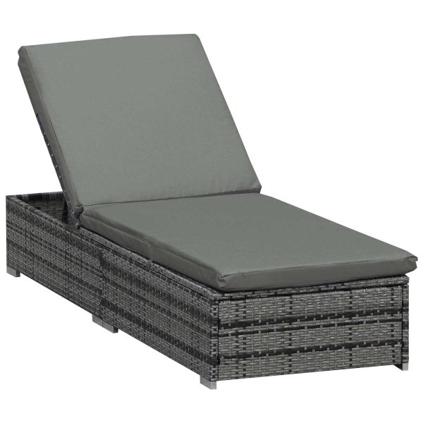 Rattan Outdoor Garden Reclining Sun Lounger Grey