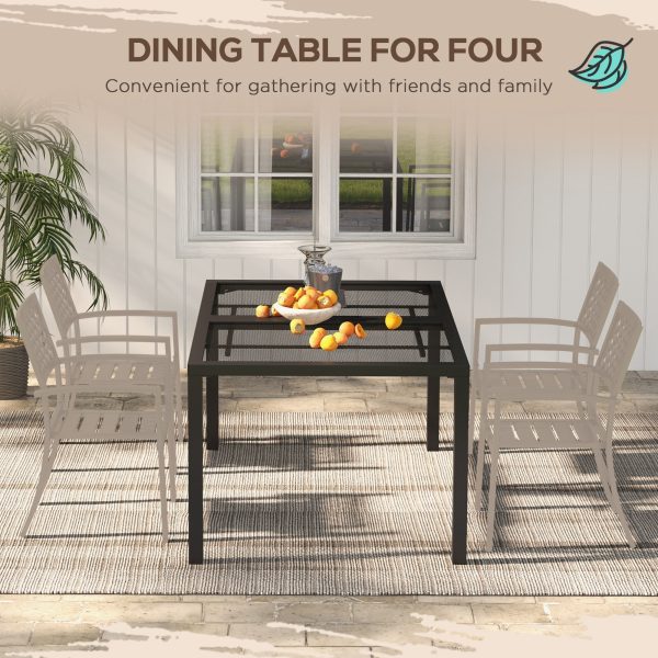 Outsunny Garden Table with Metal Wire Top and Steel Frame, for Patio, Balcony - Image 4