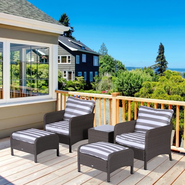 5-Piece PE Rattan Outdoor Garden Furniture Set Dark Grey - Image 2