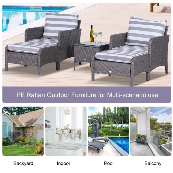 5-Piece PE Rattan Outdoor Garden Furniture Set Dark Grey - Image 7