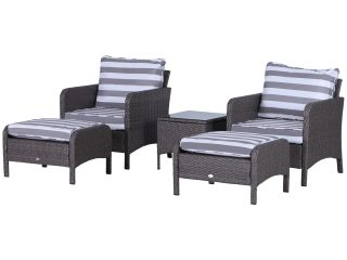 5-Piece PE Rattan Outdoor Garden Furniture Set Dark Grey