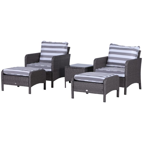 5-Piece PE Rattan Outdoor Garden Furniture Set Dark Grey
