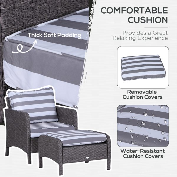 5-Piece PE Rattan Outdoor Garden Furniture Set Dark Grey - Image 4