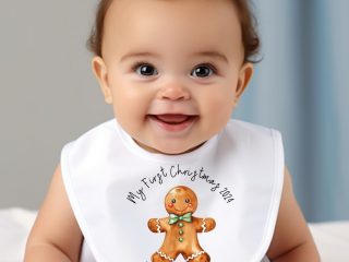 Personalised Christmas Gingerbread Man Baby Bib