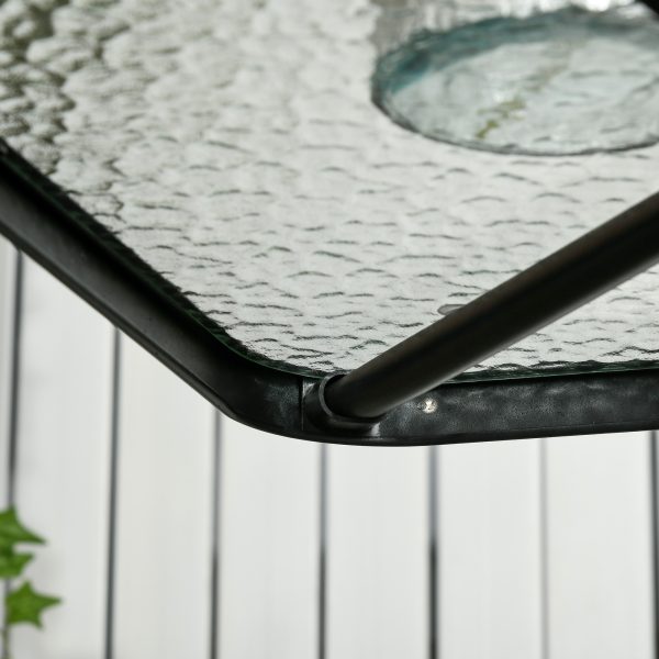 Square Patio Table, Tempered Glass Top Garden Dining Table 76 x 76cm Outsunny - Image 8