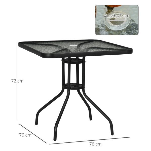 Square Patio Table, Tempered Glass Top Garden Dining Table 76 x 76cm Outsunny - Image 5