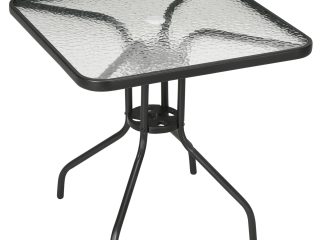 Square Patio Table, Tempered Glass Top Garden Dining Table 76 x 76cm Outsunny