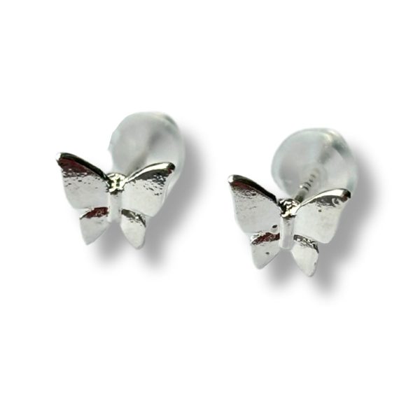 Little Butterfly Silver Stud Earrings - Image 2