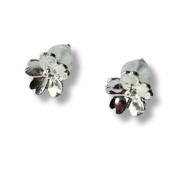 Primrose Flower Silver Stud Earrings - Image 2