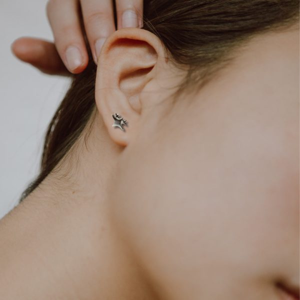 Sparkling Star Silver Stud Earrings - Image 2