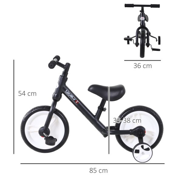 Kids Balance Training Bike Toy w/ Stabilizers For Child 2-5 Years Black - Image 5