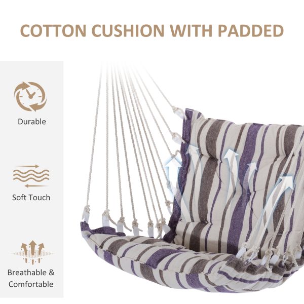 Hanging Swing Chair-Brown/White Stripes - Image 4