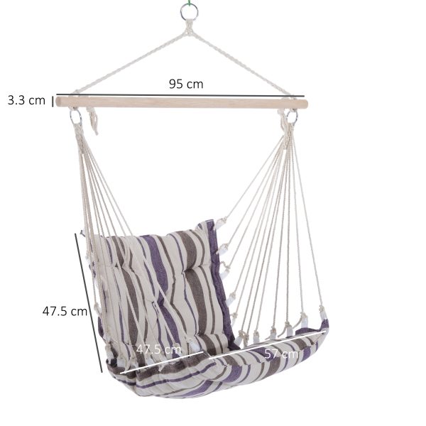 Hanging Swing Chair-Brown/White Stripes - Image 5