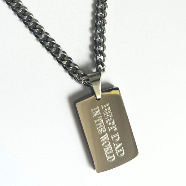 Personalised Men's Rectangle Pendant & Chunky Chain Necklace - Image 3