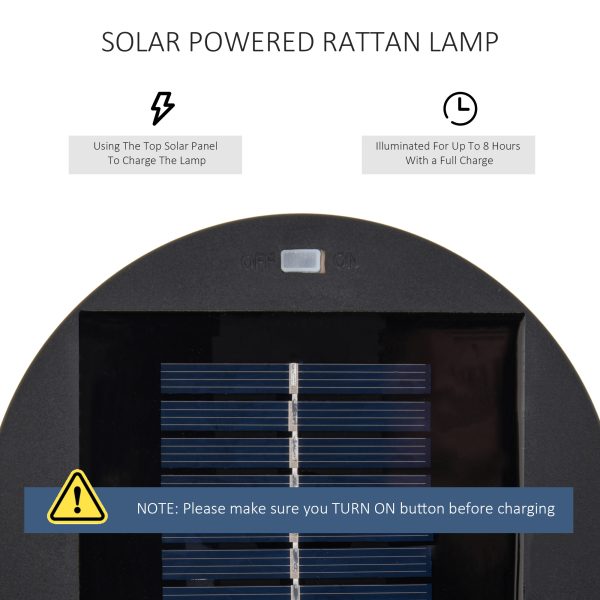 Garden Solar Powered Lights Woven Wicker Lantern Auto On/Off Brown - Image 4