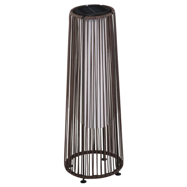 Garden Solar Powered Lights Woven Wicker Lantern Auto On/Off Brown