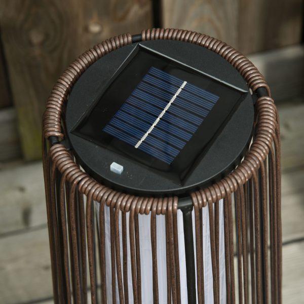 Garden Solar Powered Lights Woven Wicker Lantern Auto On/Off Brown - Image 8