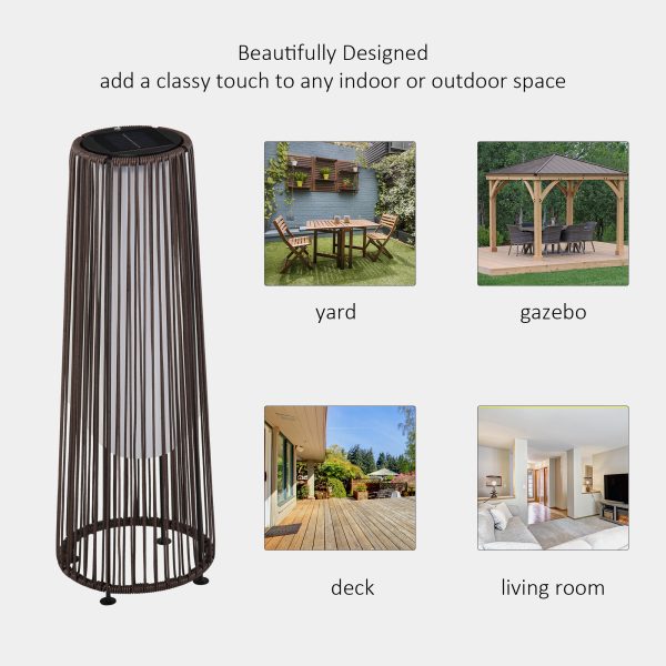 Garden Solar Powered Lights Woven Wicker Lantern Auto On/Off Brown - Image 7