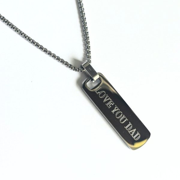 Personalised Men's Long Bar Medium Chain Necklace - Image 3