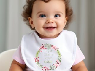 Personalised 1st Christmas Berry Baby Bib