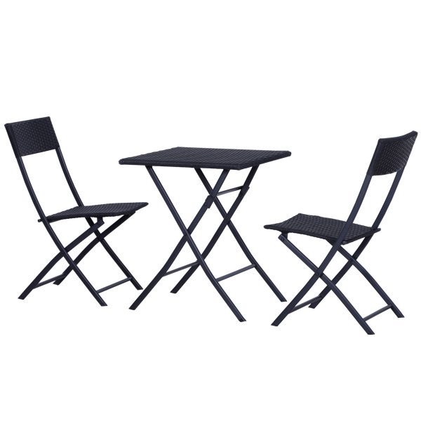 3pc Rattan Furniture Set :2 X Chairs,1 X Table - Black