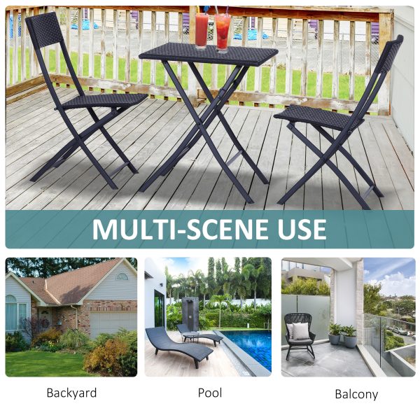 3pc Rattan Furniture Set :2 X Chairs,1 X Table - Black - Image 3