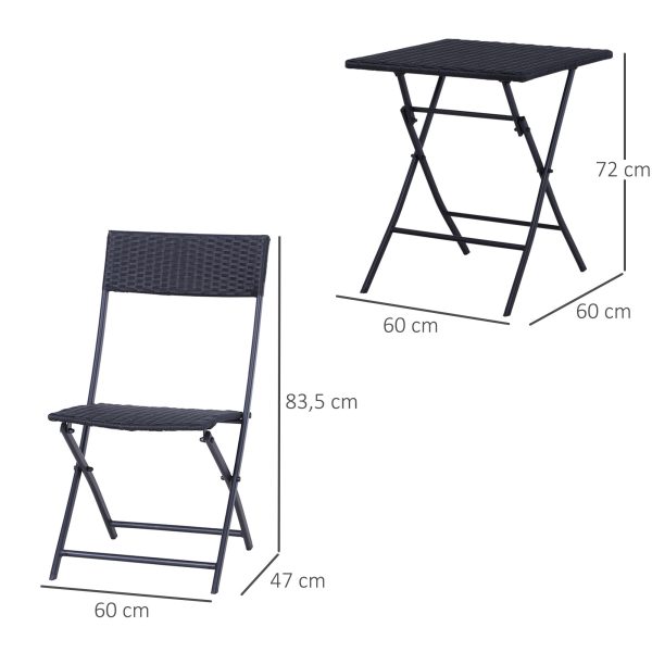 3pc Rattan Furniture Set :2 X Chairs,1 X Table - Black - Image 5